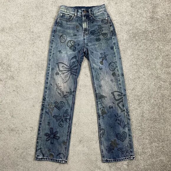 BDG Denim - BDG Urban Outfitters Womens Graffiti Straight Leg Cowboy Jeans Blue Size 24